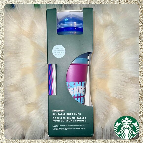 ⭐️ Starbucks 2024 Reusable Venti Dome Cold Cups 5pk NWT - Picture 1 of 4